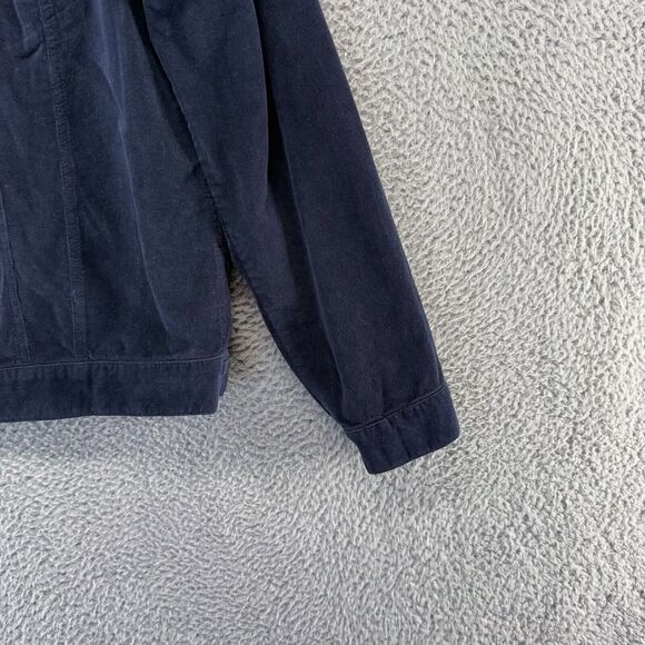 Zara Jacket Men's Large Blue Navy Corduroy Bomber Trucker Boxy Crop Pockets - Picture 2 of 10